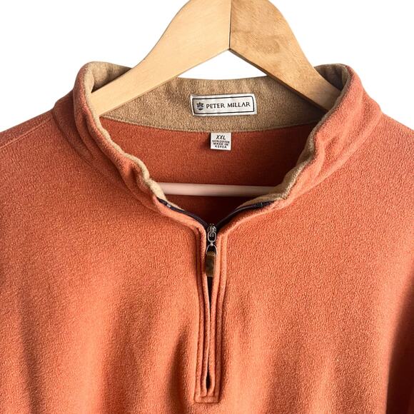 Peter Millar Orange Quarter Zip Wool Cashmere Sweater Size XXL 24x29 - Picture 2 of 5